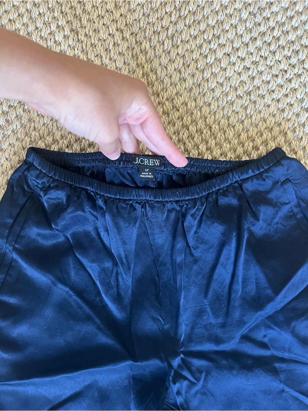 J.CREW women’s Cosmo Satin Elastic-Waist Pants - Black